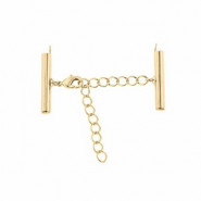 Slide end tubes with extention chain and clasp 35mm - Gold